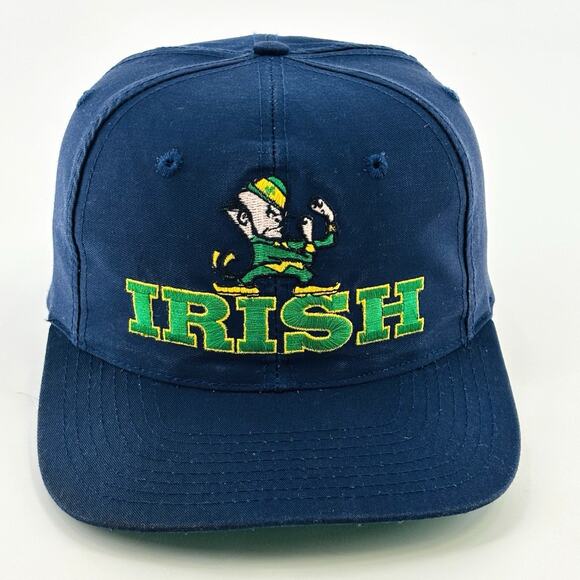 Vintage NOTRE DAME Fighting Irish Hat Cap SnapBack Script Leprechaun Twill NCAA - Picture 1 of 9